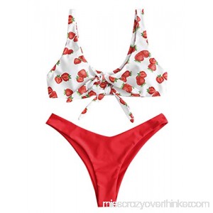 ZAFUL Bikini Set Strawberry Tied Keyhole Swimwear Orange B07M7K9YMR